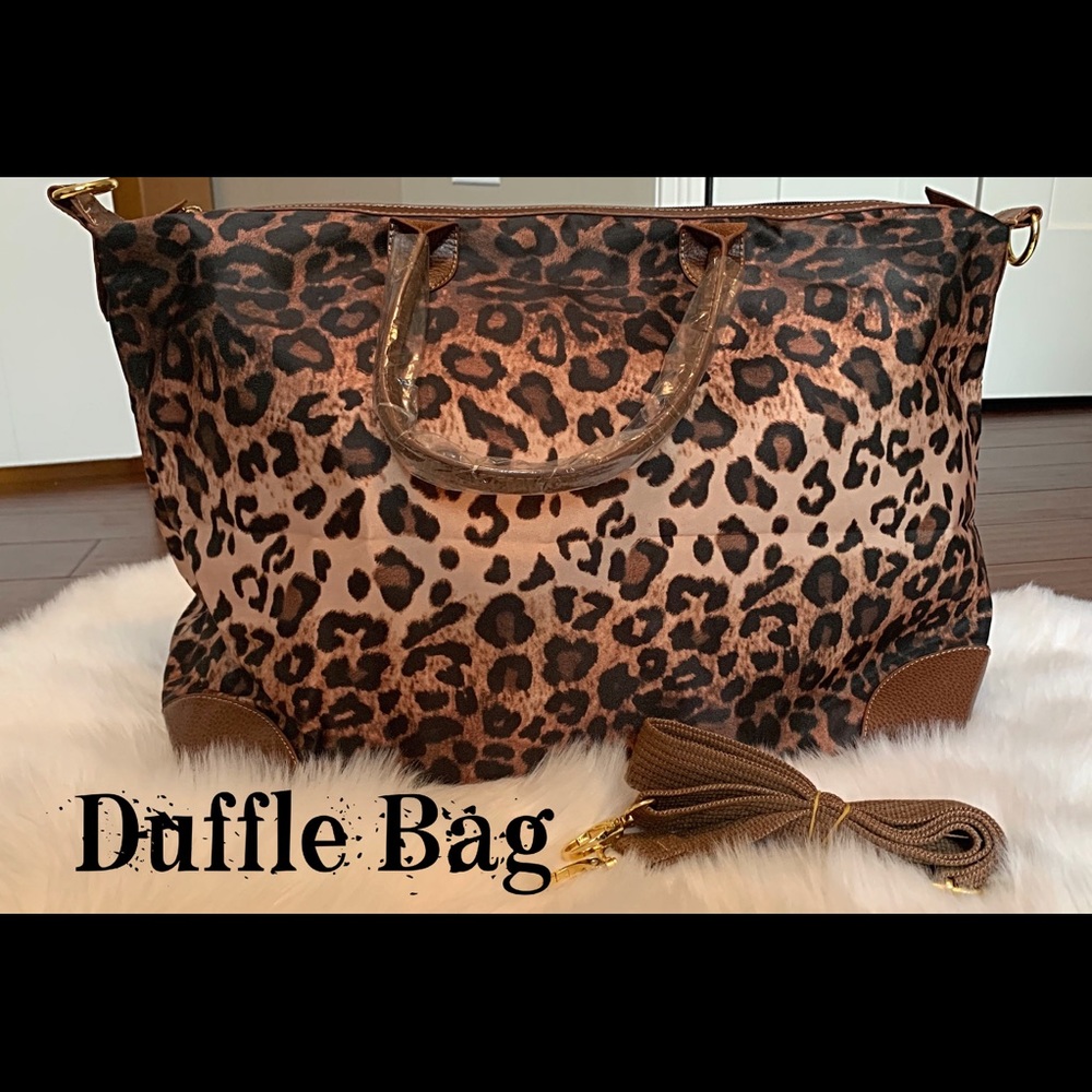 NWT Leopard Duffle Bag with Strap